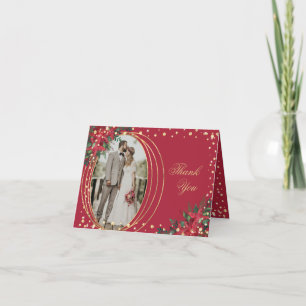 Weihnachtsfeiertage Holly Foto Hochzeit Dankeskarte
