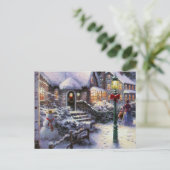 Weihnachtsfeiertage Hütte Schneeszene Feiertagspostkarte (Stehend Vorderseite)