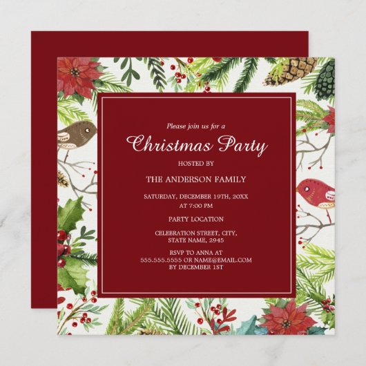 Weihnachtsfeiertage im Festwald - Party Einladung (Vorne/Hinten)