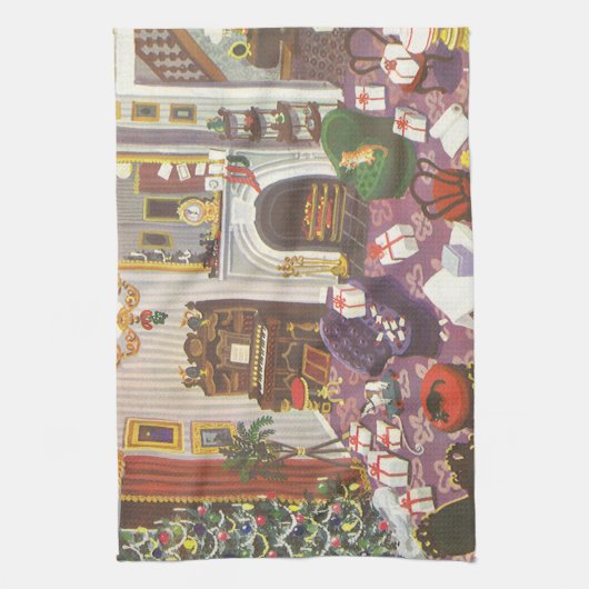 Weihnachtsfeiertage im Wohnzimmer Geschirrtuch (Vertikal)