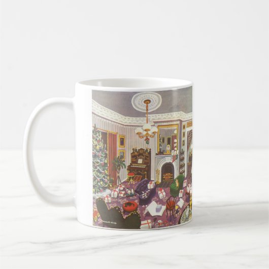 Weihnachtsfeiertage im Wohnzimmer Kaffeetasse (Links)