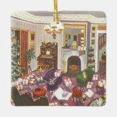 Weihnachtsfeiertage im Wohnzimmer Keramikornament (Vorderseite)