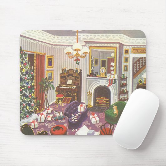 Weihnachtsfeiertage im Wohnzimmer Mousepad (Mit Mouse)