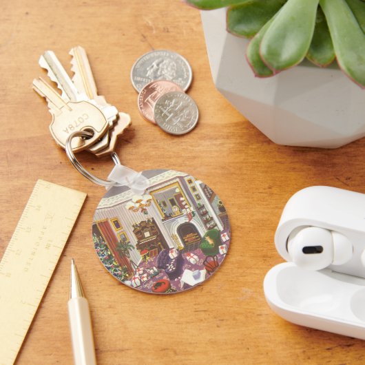 Weihnachtsfeiertage im Wohnzimmer Schlüsselanhänger (Schreibtisch)