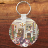 Weihnachtsfeiertage im Wohnzimmer Schlüsselanhänger (Vorderseite)