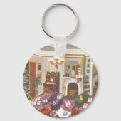 Weihnachtsfeiertage im Wohnzimmer Schlüsselanhänger (Rückseite)