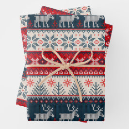 Weihnachtsfeiertage Imitate Strick Muster Nordic T Geschenkpapier Set