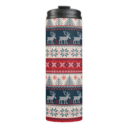 Weihnachtsfeiertage Imitate Strick Muster Nordic T Thermosbecher (Vorderseite)