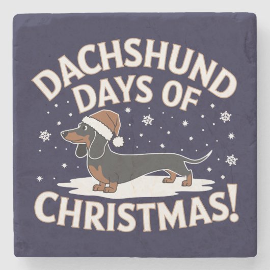 Weihnachtsfeiertage in der Dackel! Steinuntersetzer (Vorderseite)