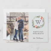 Weihnachtsfeiertage in der Monogram-Foto Einladung (Vorderseite)