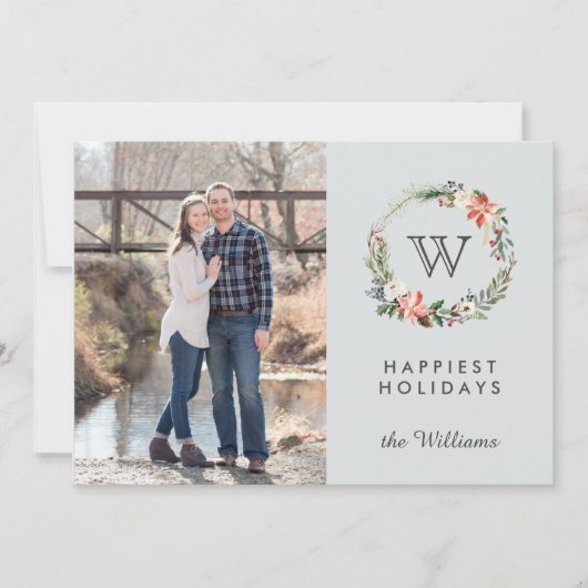 Weihnachtsfeiertage in der Monogram-Foto Einladung (Vorderseite)