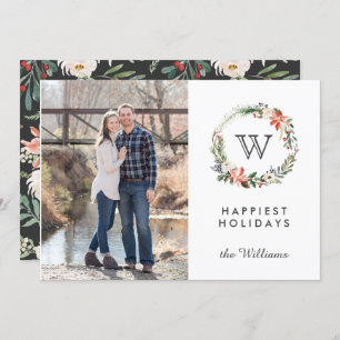 Weihnachtsfeiertage in der Monogram-Foto weiß Einladung