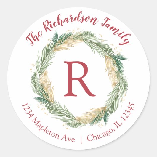 Weihnachtsfeiertage in grünem Goldkiefer - Rücksen Runder Aufkleber (Vorderseite)