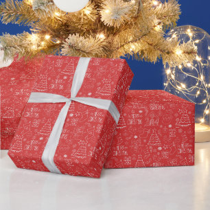 Weihnachtsfeiertage in Rot-Konturen Geschenkpapier