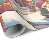 Weihnachtsfeiertage in Rot-Vintage Analtrik Geschenkpapier (Rolleneckpunkt)