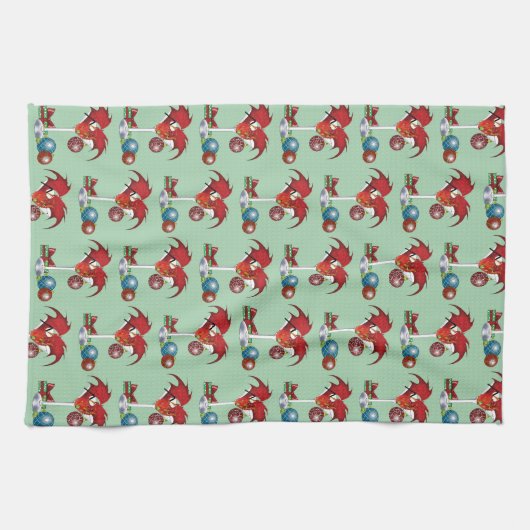 Weihnachtsfeiertage Joy Dragon Geschirrtuch (Horizontal)