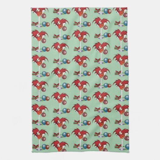 Weihnachtsfeiertage Joy Dragon Geschirrtuch (Vertikal)