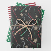 Weihnachtsfeiertage Kerzenleuchten und Streifen Geschenkpapier Set (Beispiel)