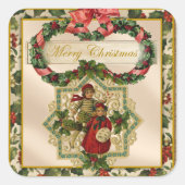 Weihnachtsfeiertage Kinder Quadratischer Aufkleber (Vorderseite)