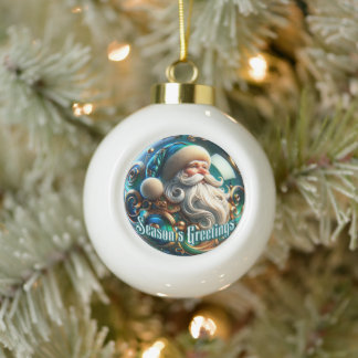 Weihnachtsfeiertage" - Klassische Weihnachtsfeiert Keramik Kugel-Ornament