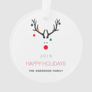 Weihnachtsfeiertage lustige Rentiere in weißem Rot Ornament
