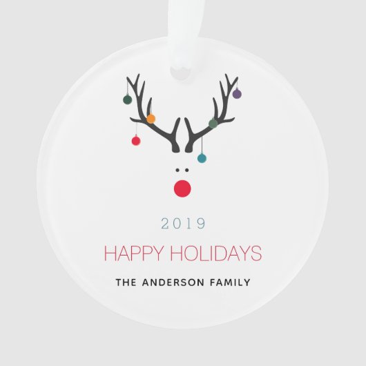 Weihnachtsfeiertage lustige Rentiere in weißem Rot Ornament (Vorderseite)