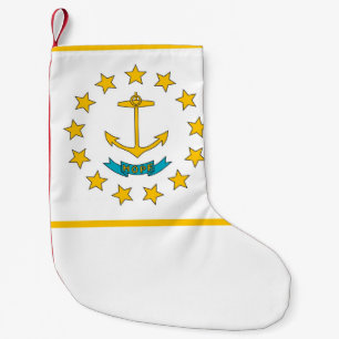 Weihnachtsfeiertage mit der Fahne der Insel Rhode Kleiner Weihnachtsstrumpf