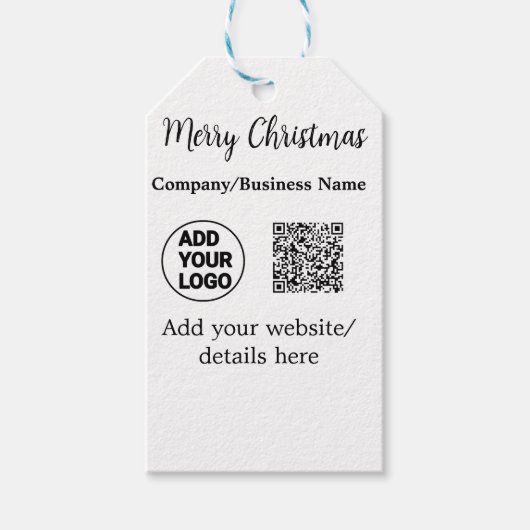 Weihnachtsfeiertage mit Firmenlogo q oder Code Geschenkanhänger (Vorderseite)