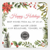 Weihnachtsfeiertage mit Ihrem Firmenlogo Quadratischer Aufkleber (Vorderseite)