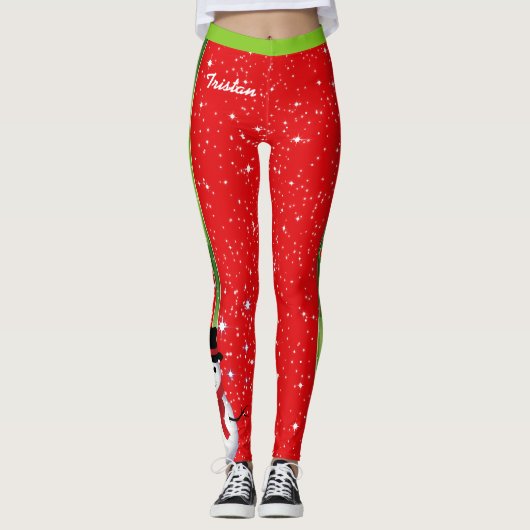 Weihnachtsfeiertage mit Ihrem Namen Leggings (Vorderseite)