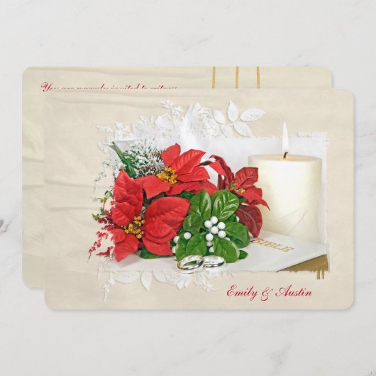 Weihnachtsfeiertage mit Ringen auf der Bibel Einladung (Vorne/Hinten)