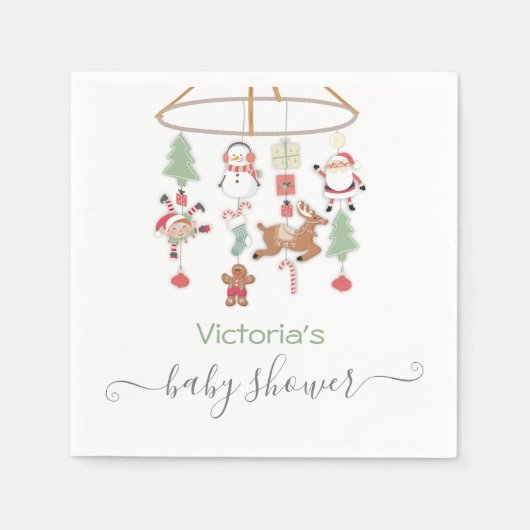 Weihnachtsfeiertage Mobile Baby Dusche Serviette (Vorderseite)