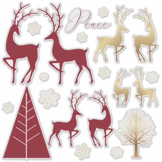 Weihnachtsfeiertage Modern Elements Red Gold Aufkleber (Vorderseite)