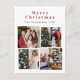Weihnachtsfeiertage Moderne Typografie Vier-Foto Feiertagspostkarte