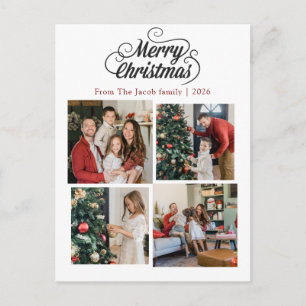 Weihnachtsfeiertage Moderne Typografie Vier-Foto Feiertagspostkarte