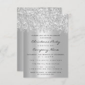 Weihnachtsfeiertage Neujahr Party Glitzer Silver Einladung (Vorne/Hinten)