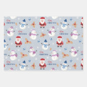 Weihnachtsfeiertage Niedlich Kids Santa Snowman Bä Geschenkpapier Set (Vorderseite)