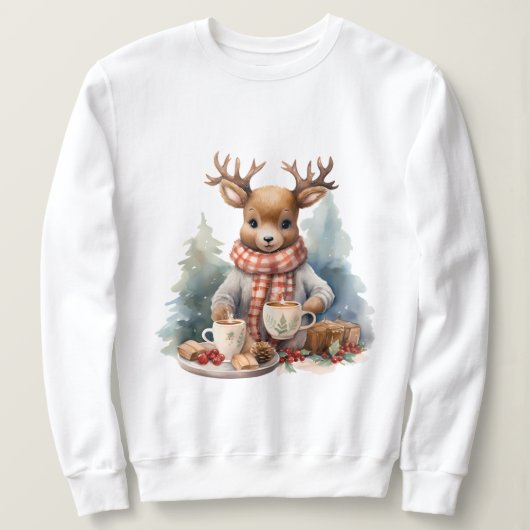 Weihnachtsfeiertage niedliche Illustrationssaison Sweatshirt (Design vorne)