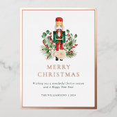 Weihnachtsfeiertage Nutcracker Grüne Elegant Folien Feiertagspostkarte (Vorderseite)