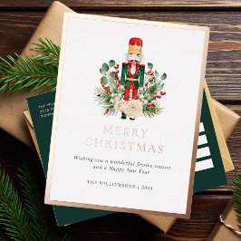 Weihnachtsfeiertage Nutcracker Grüne Elegant Folien Feiertagspostkarte