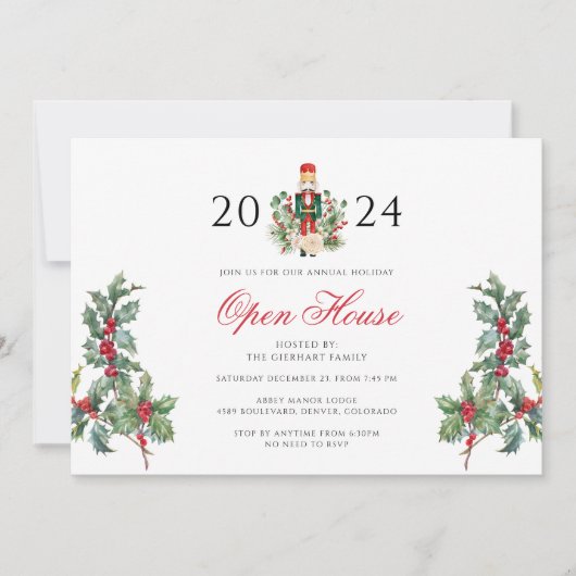 Weihnachtsfeiertage Nutcracker Open House Einladung (Vorderseite)