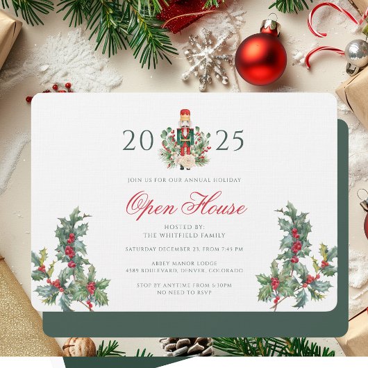 Weihnachtsfeiertage Nutcracker Red Berries Party Einladung