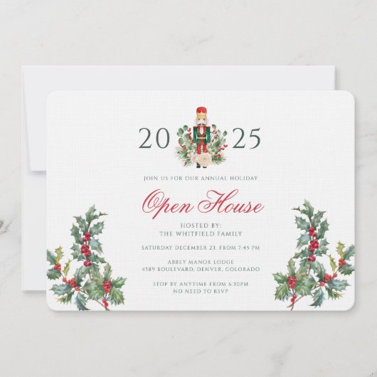 Weihnachtsfeiertage Nutcracker Red Berries Party Einladung (Vorderseite)