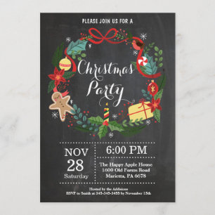 Weihnachtsfeiertage Party Einladung Blumenkranz