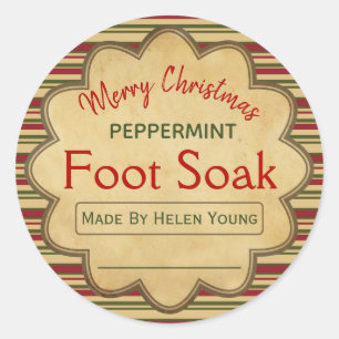 Weihnachtsfeiertage Peppermint Foot Bath Soak Labe Runder Aufkleber
