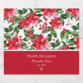 Weihnachtsfeiertage Personalisiert Poinsettia Must Schaumweinetikett (Einzelnes Label)