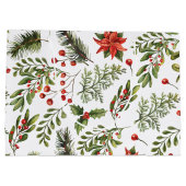 Weihnachtsfeiertage Pine Red Berries Botanischer G Große Geschenktüte (Rückseite)