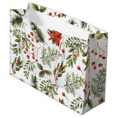 Weihnachtsfeiertage Pine Red Berries Botanischer G Große Geschenktüte (Vorderseite Schrägansicht)