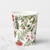 Weihnachtsfeiertage Pine Red Berries Botanischer G Pappbecher (Rückseite)