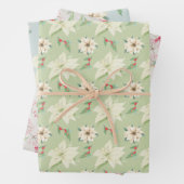 Weihnachtsfeiertage Poinsettias Holly Berries Geschenkpapier Set (Beispiel)